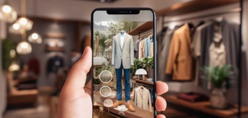 Smartphone app being used in clothing store