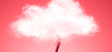 cable and cloud, red to pink gradient background