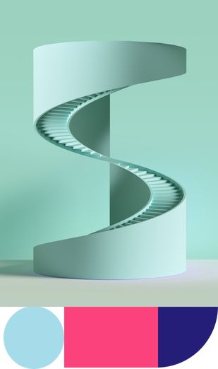 colorful graphic spiral staircase